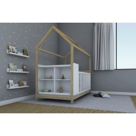 Cama Cuna Casita Montessori Individual con Cambiador