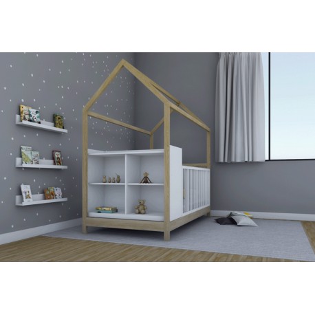Cama Cuna Casita Montessori Individual con Cambiador