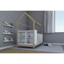 Cama Cuna Casita Montessori Individual con Cambiador